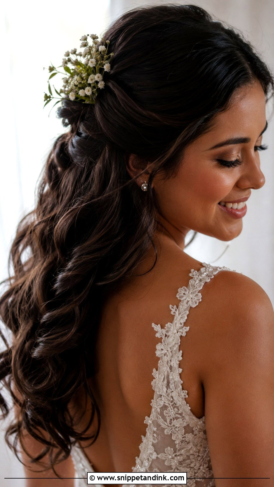 Half Up Wedding Hair With Flowers - Snippet and Ink - 15 Simple Half-Up Wedding Hair Ideas