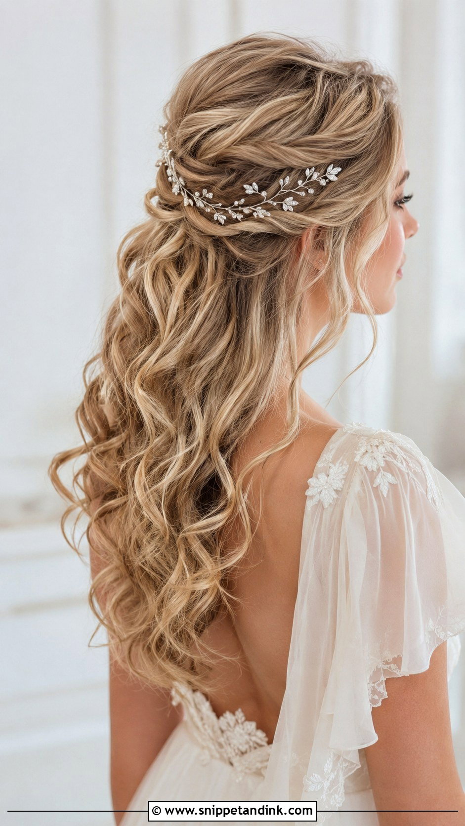 Half Up Wedding Hair With Hair Vine - Snippet and Ink - 15 Half-Up Wedding Bride Hairstyles