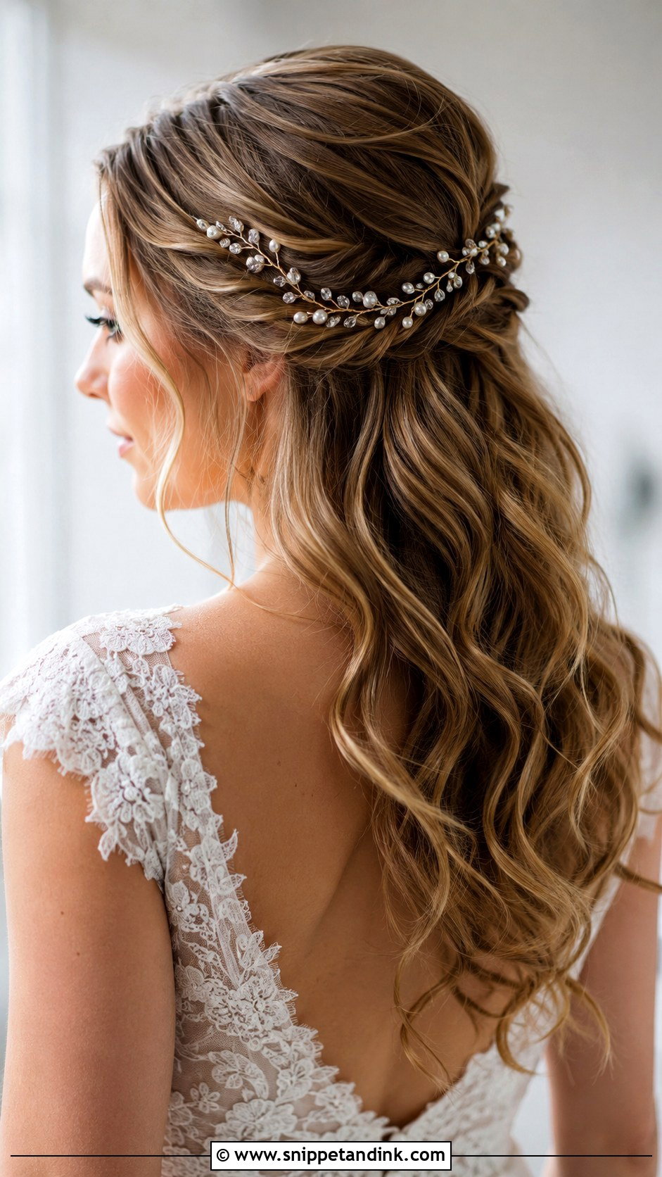 Half Up Wedding Hair With Hair Vine - Snippet and Ink - 15 Wedding Hairstyles Accessories