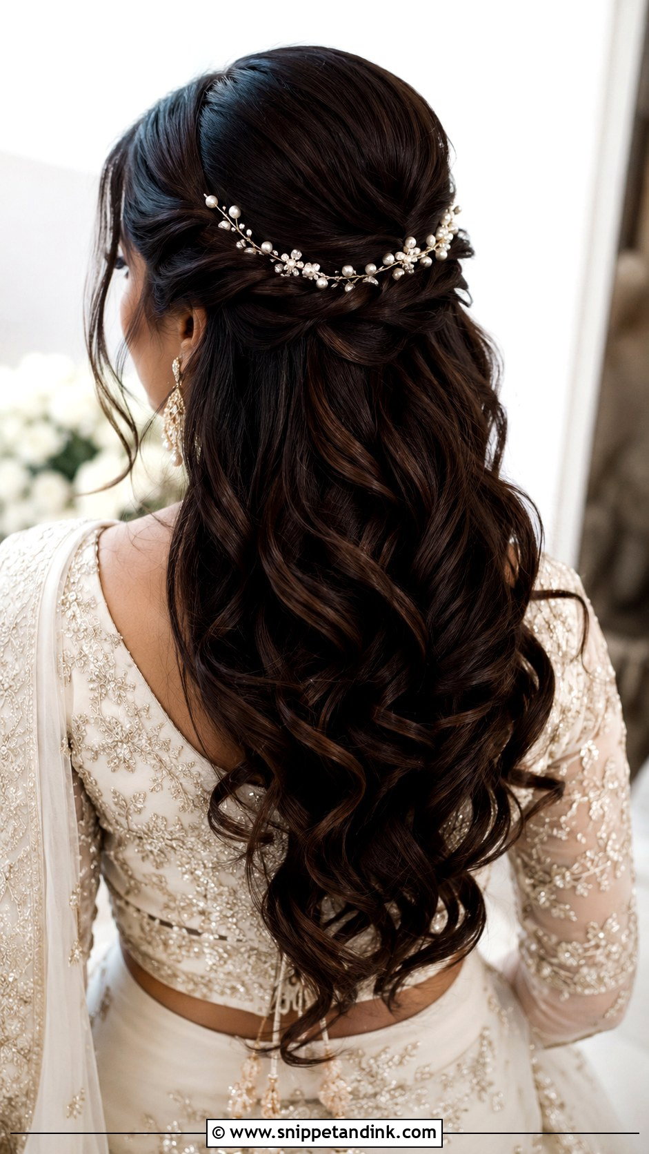 Half Up Wedding Hair With Hair Vine - Snippet and Ink - 20 Half-Up Do Wedding Hair Ideas