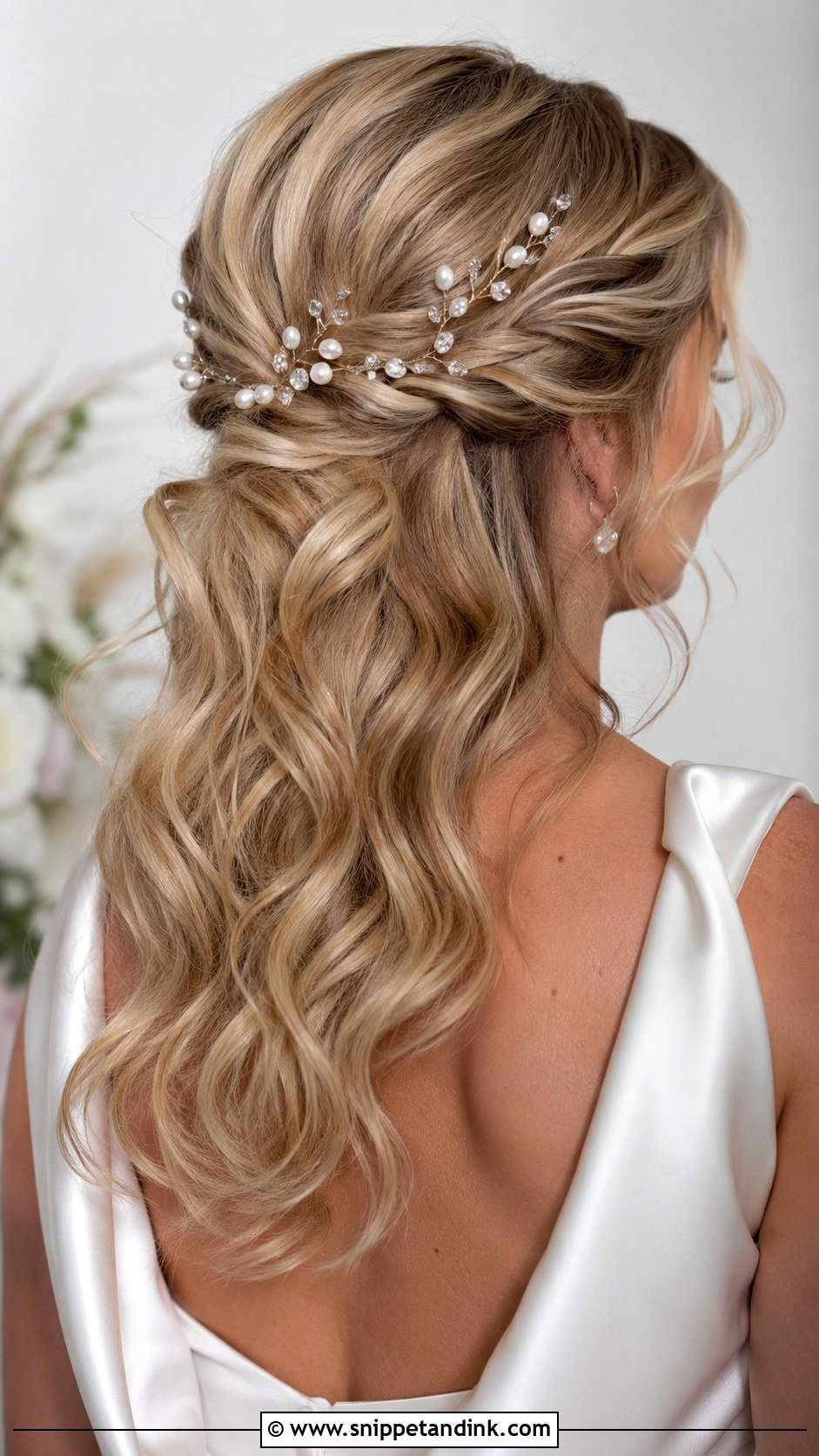 Half Up Wedding Hair With Hair Vine - Snippet and Ink - 20 Half-Up Wedding Ideas