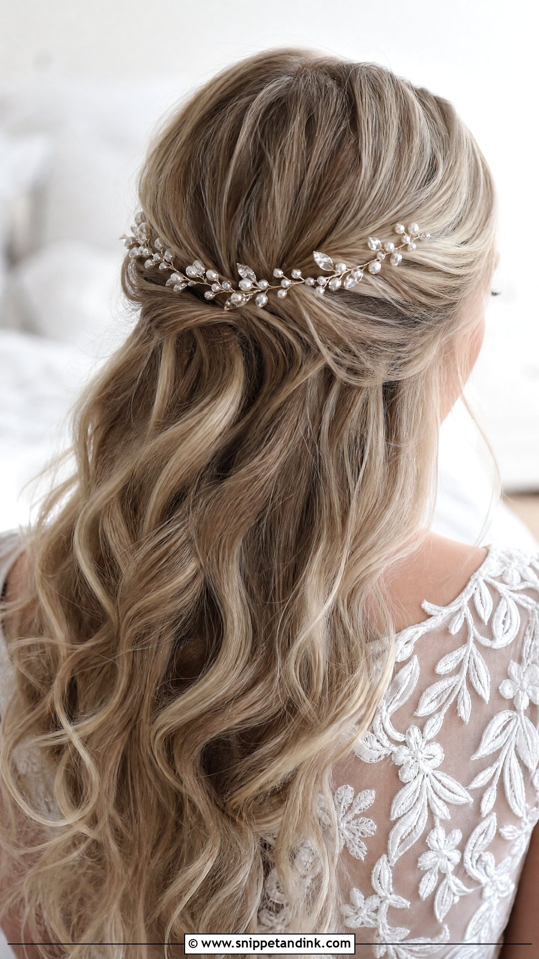 Half Up Wedding Hair With Hair Vine - Snippet and Ink - 15 Easy Half-Up Wedding Hairstyles