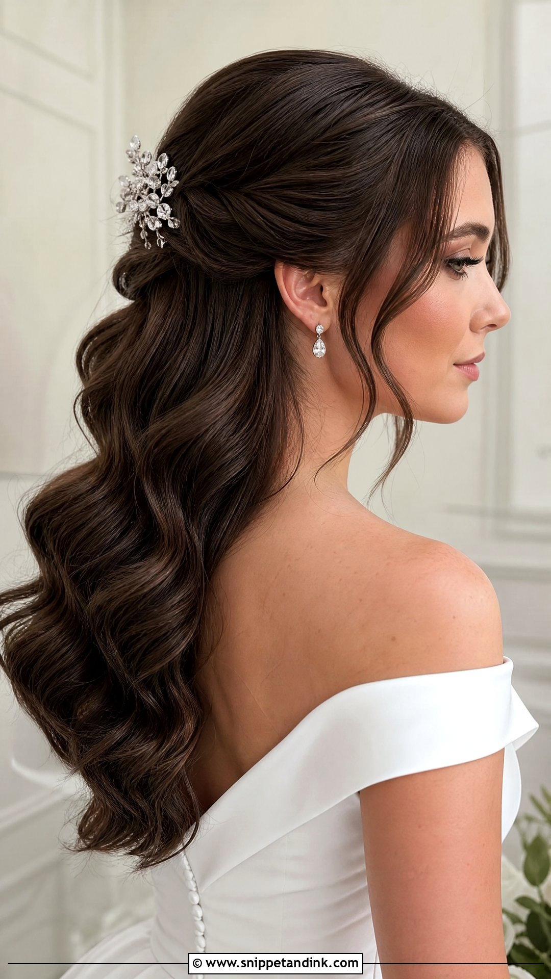 Half Up Wedding Hair With Hollywood Waves - Snippet and Ink - 15 Easy Half-Up Wedding Hairstyles