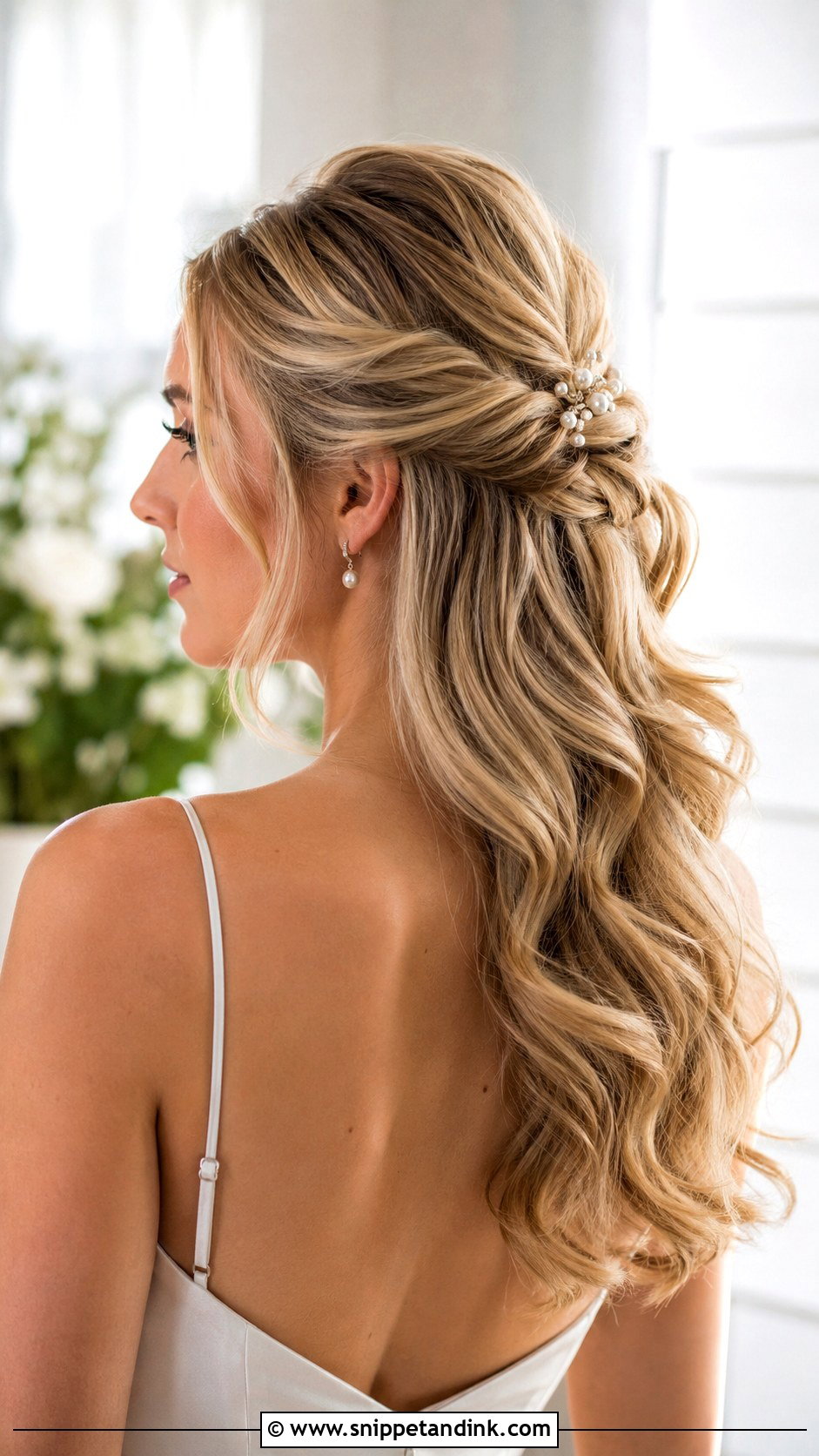 Half Up Wedding Hair With Loose Curls - Snippet and Ink - 15 Half-Up Wedding Hair Down Ideas