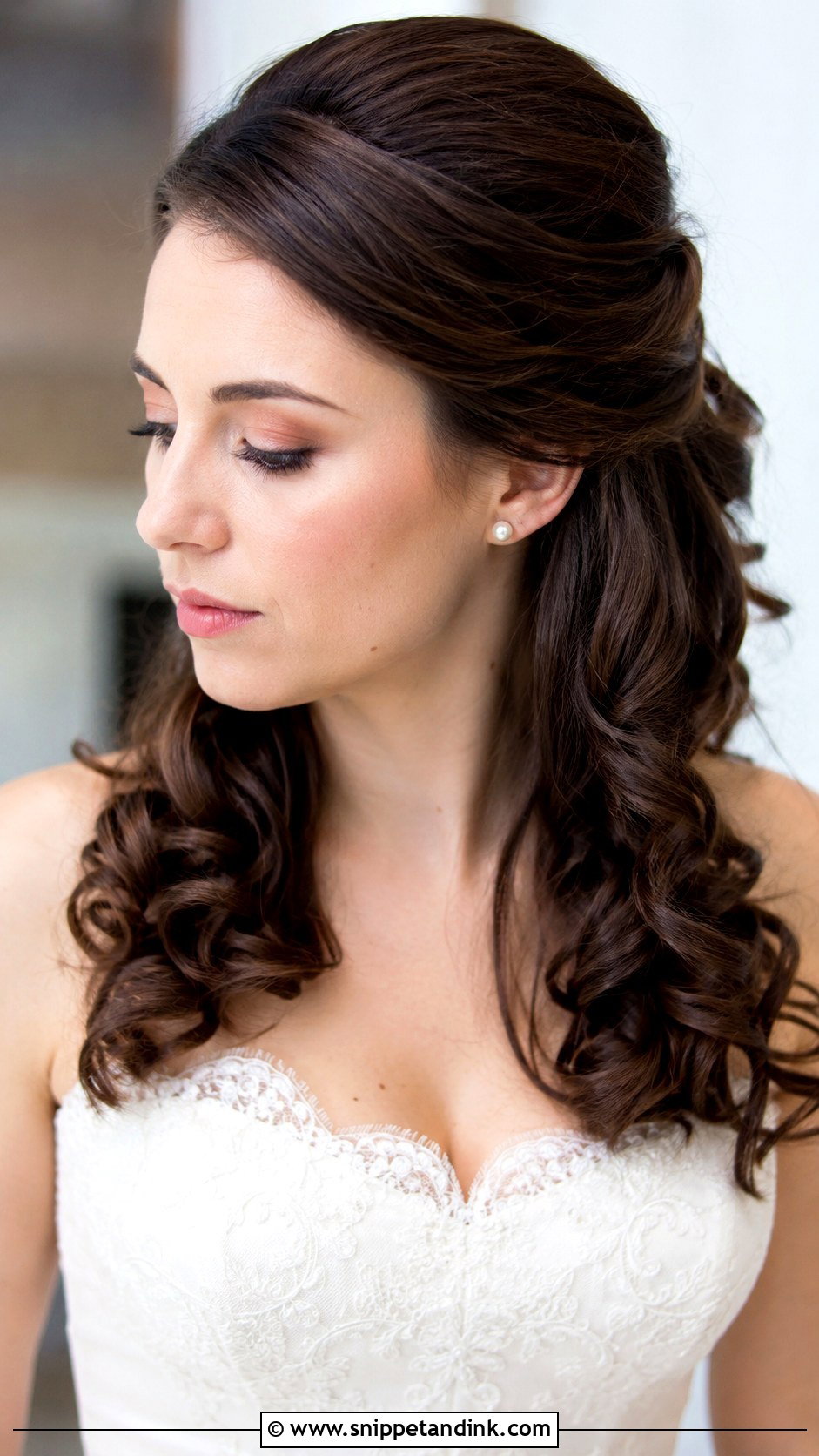 Half Up Wedding Hair With Loose Curls - Snippet and Ink - 15 Simple Half-Up Wedding Hair Ideas