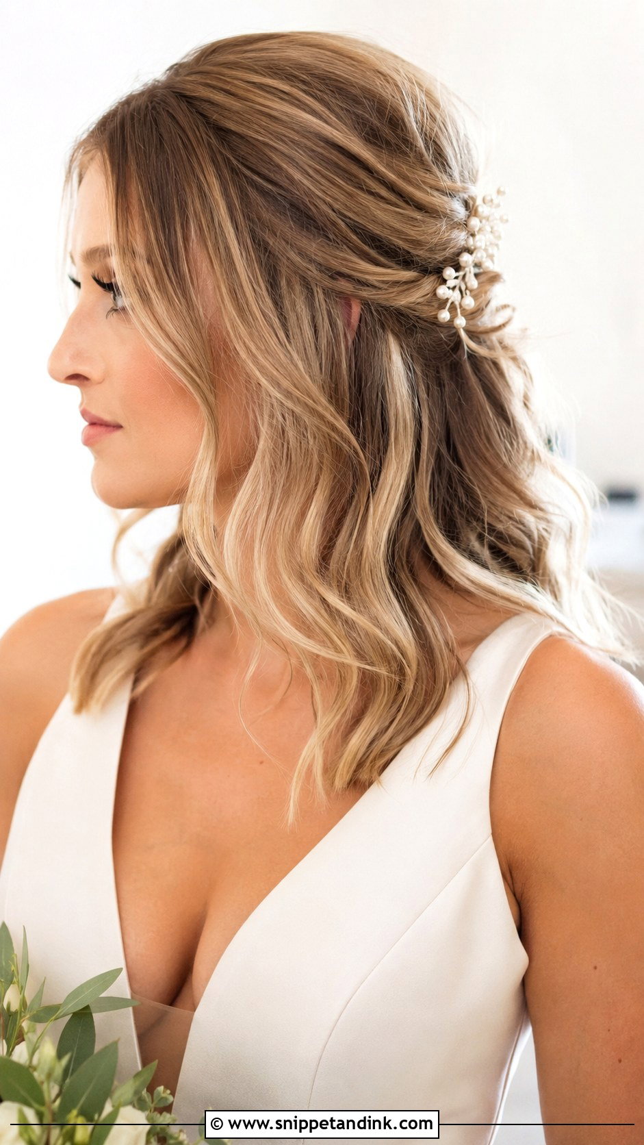 Half Up Wedding Hair With Loose Waves - Snippet and Ink - 15 Half-Up Wedding Bride Hairstyles