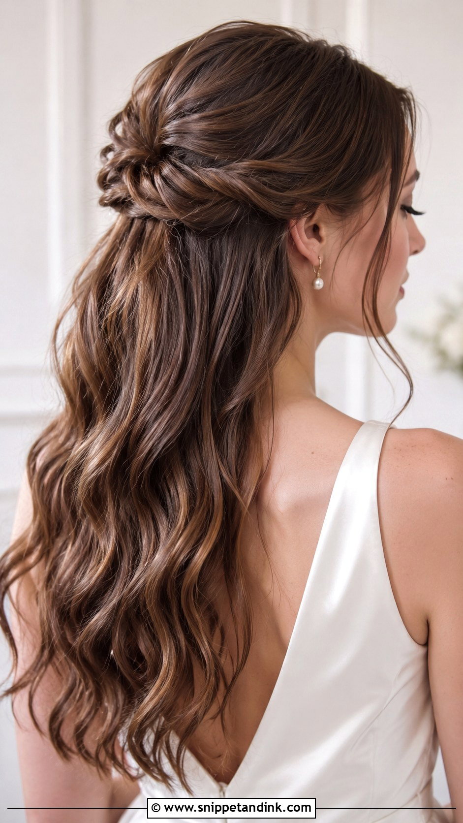 Half Up Wedding Hair With Loose Waves - Snippet and Ink - 20 Half-Up Hair for Wedding Ideas