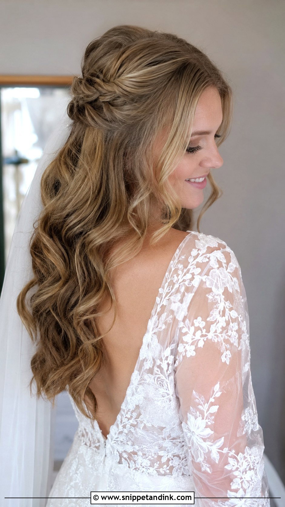 Half Up Wedding Hair With Loose Waves - Snippet and Ink - 25 Half-Up Half-Down Wedding Hair Tutorial Ideas