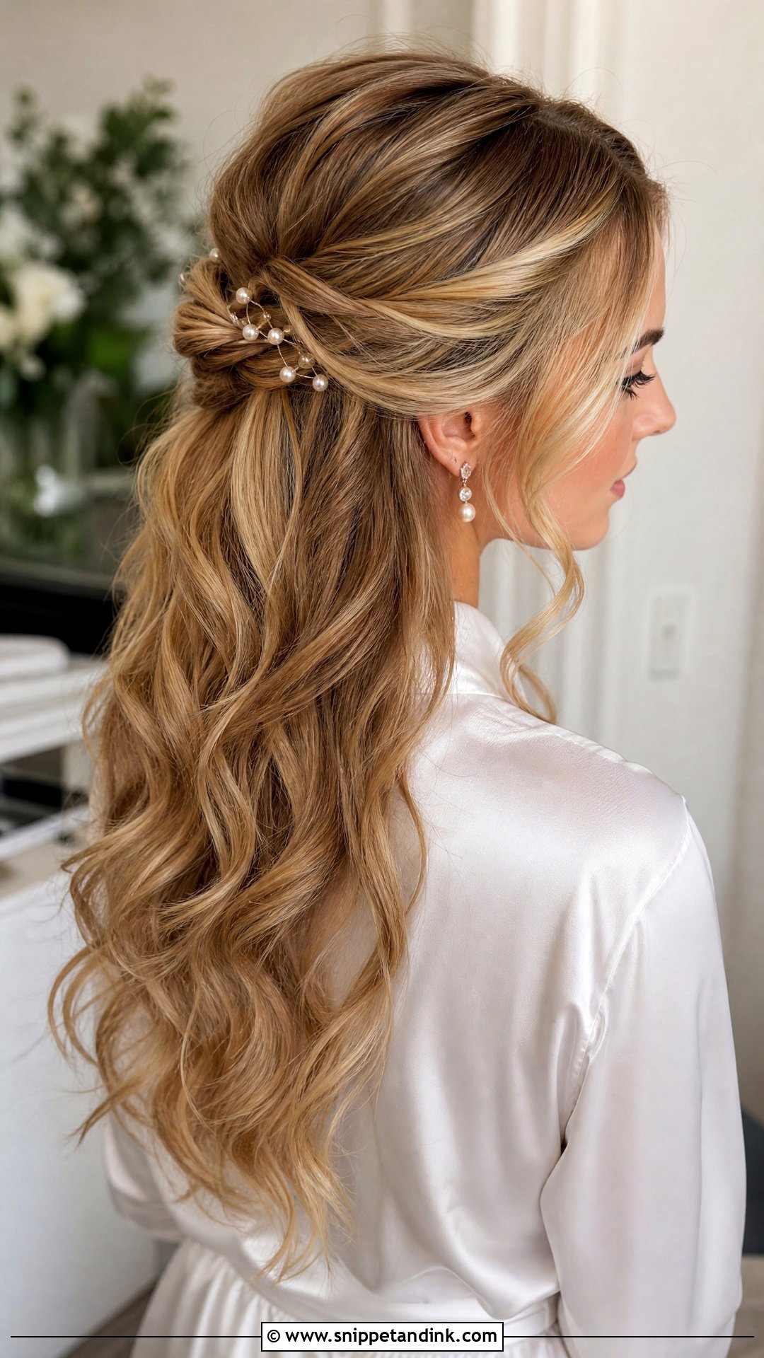 Half Up Wedding Hair With Loose Waves - Snippet and Ink - 15 Fun Wedding Hair Ideas