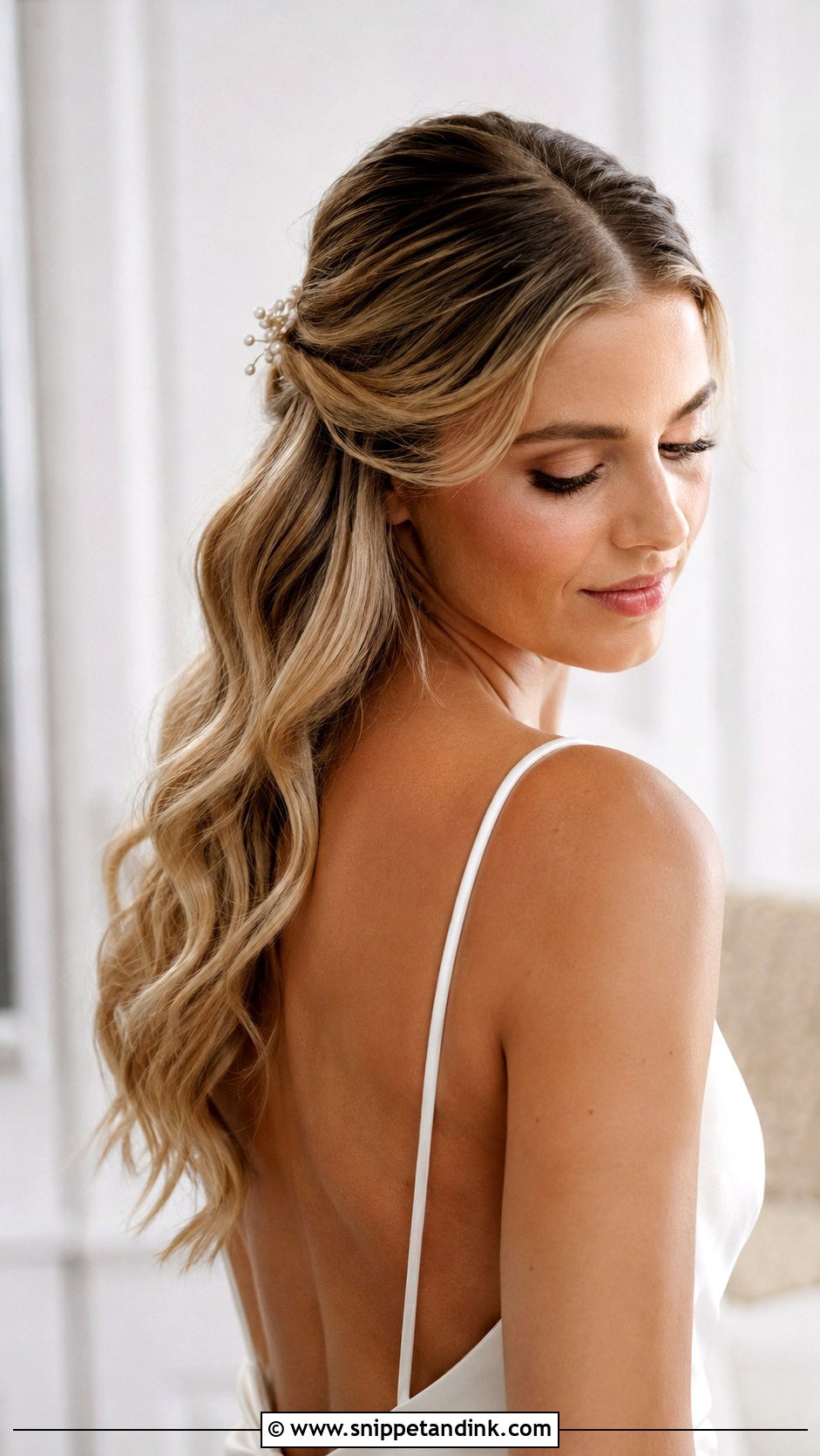 Half Up Wedding Hair With Middle Part - Snippet and Ink - 15 Half-Up Wedding Hair Down Ideas