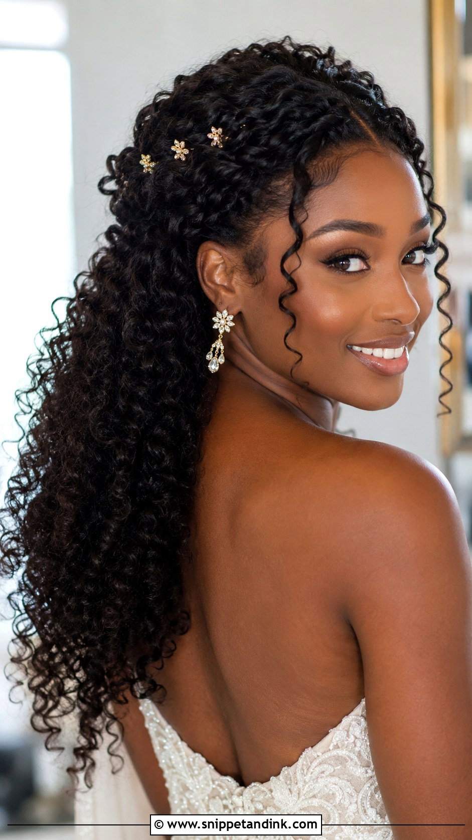 Half Up Wedding Hair With Natural Curls - Snippet and Ink - 15 Half-Up Wedding Hair Down Ideas