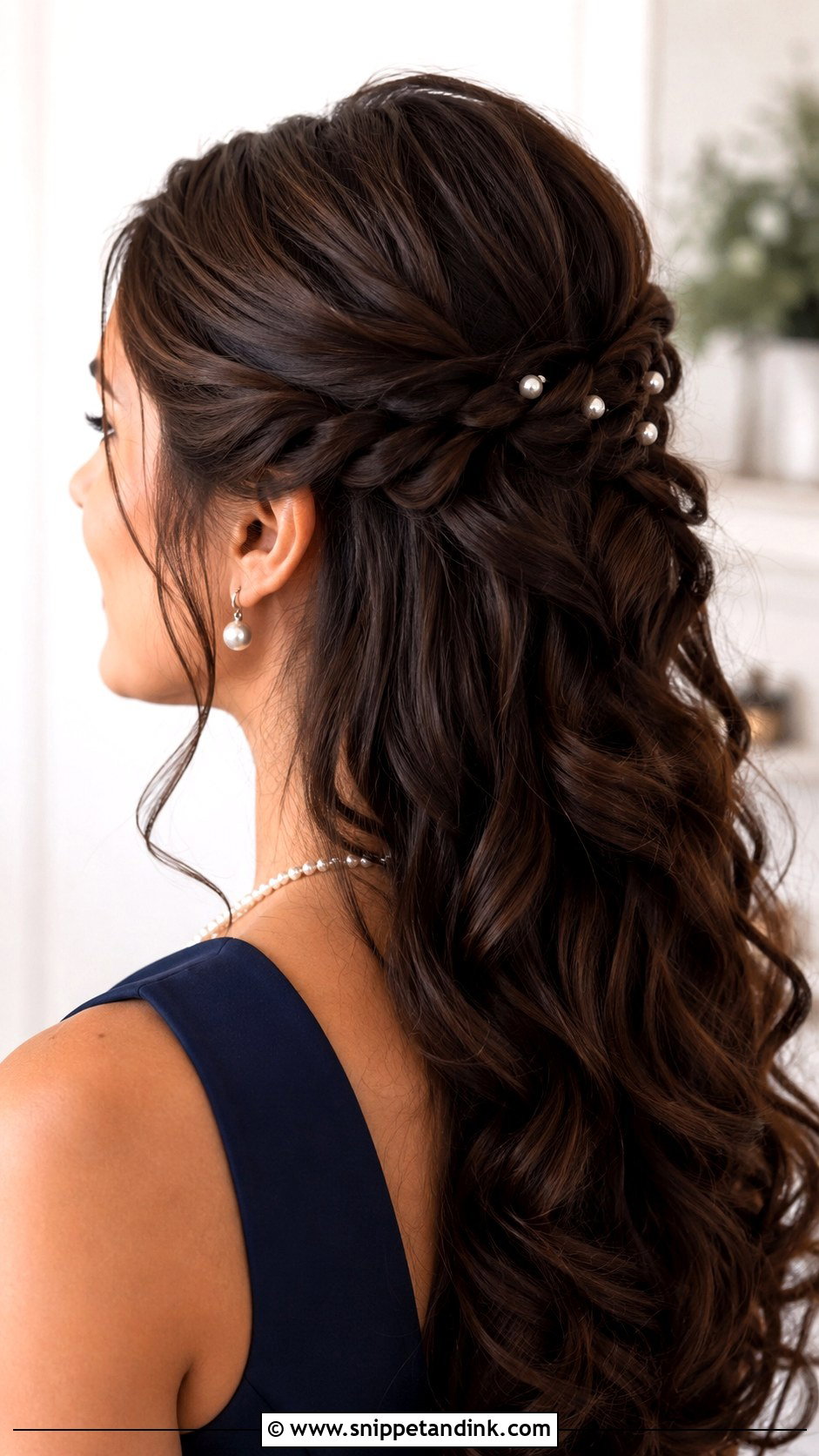 Half Up Wedding Hair With Pearl Pins - Snippet and Ink - 15 Mom Half-Up Half-Down Wedding Hairstyles