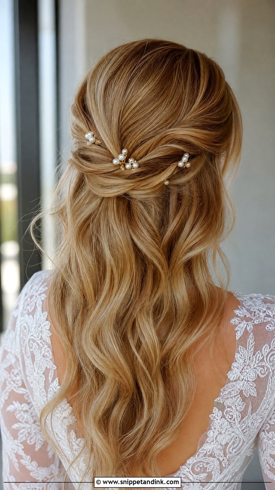 Half Up Wedding Hair With Pearl Pins - Snippet and Ink - 15 Easy Half-Up Wedding Hairstyles