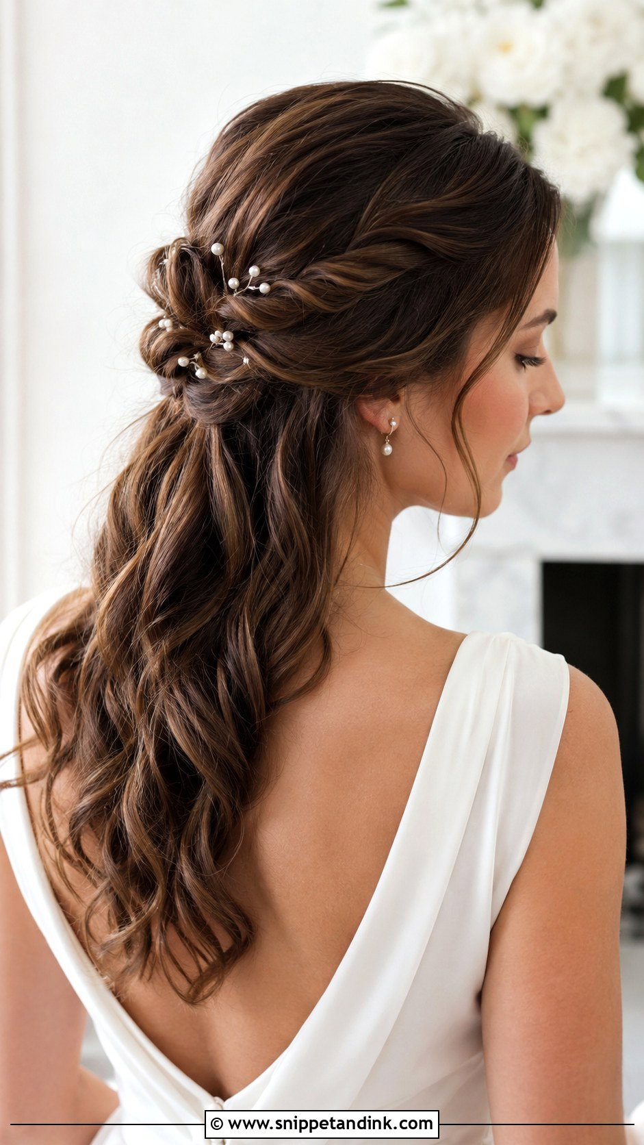Half Up Wedding Hair With Pearls - Snippet and Ink - 15 Half-Up Wedding Hair Tutorial Ideas