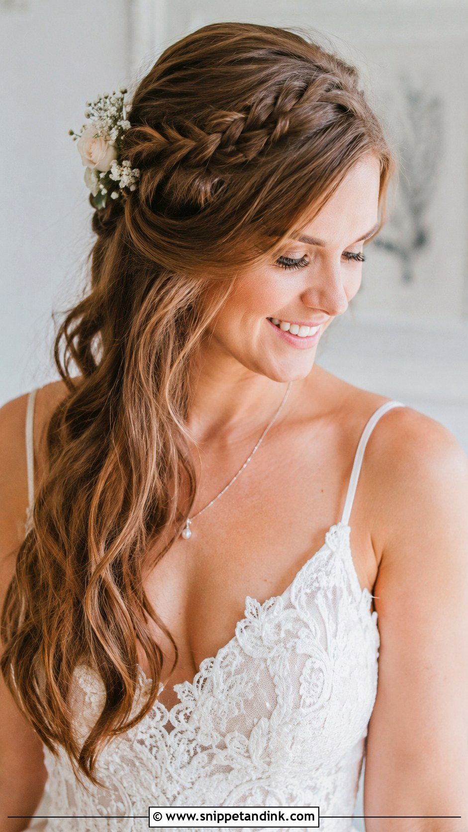 Half Up Wedding Hair With Side Braid - Snippet and Ink - 20 Half-Up Wedding Ideas
