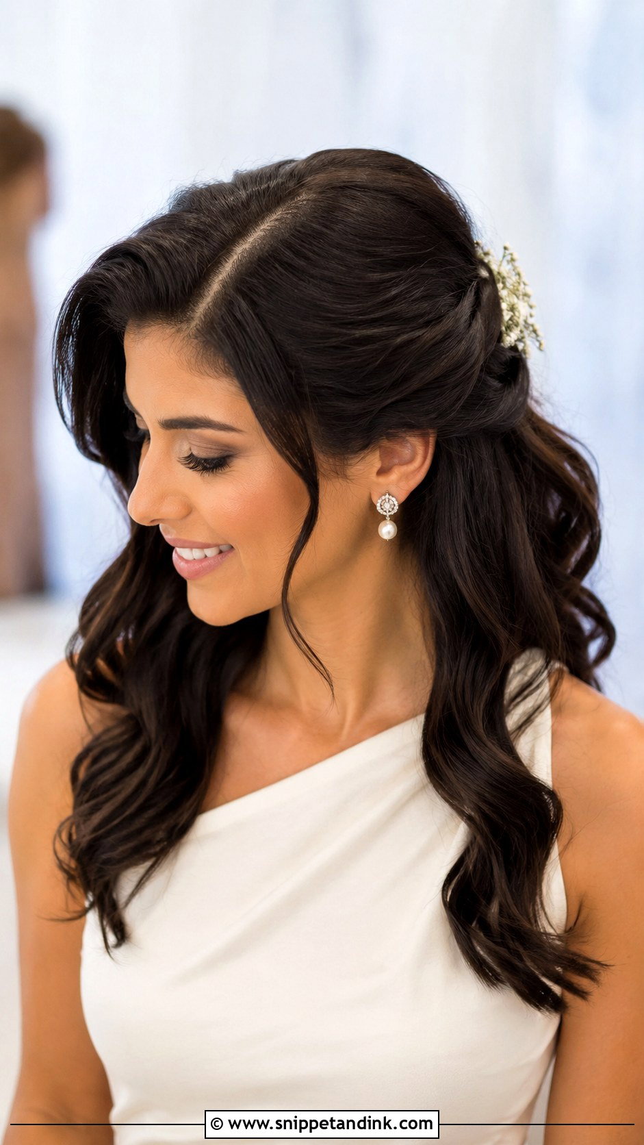 Half Up Wedding Hair With Side Part - Snippet and Ink - 15 Half-Up Wedding Bride Hairstyles