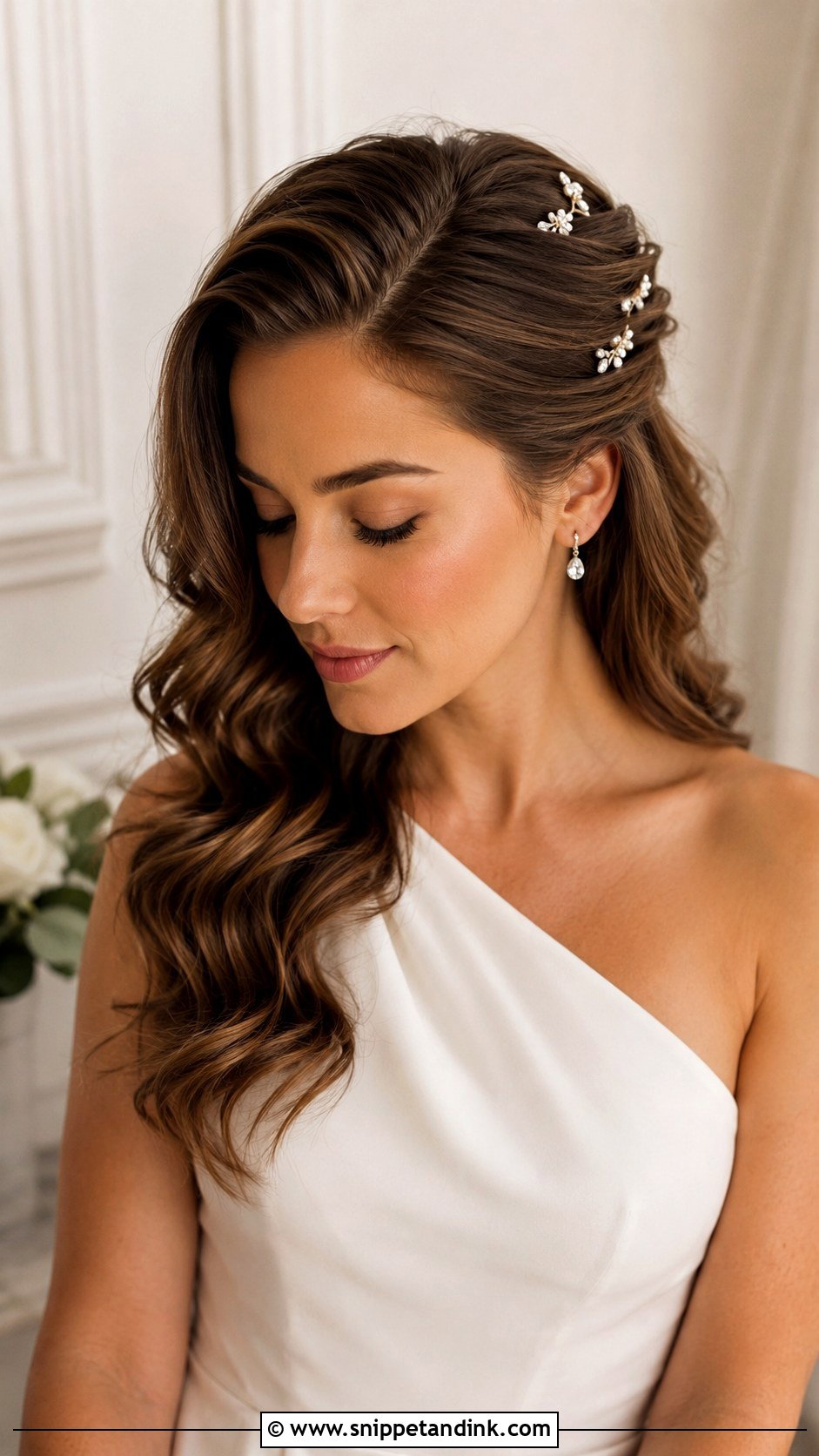 Half Up Wedding Hair With Side Part - Snippet and Ink - 15 Half-Up Wedding Hair Down Ideas