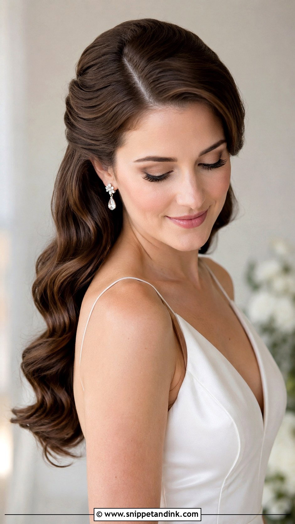 Half Up Wedding Hair With Side Part - Snippet and Ink - 15 Halfup Hairstyle for Long Hair Wedding Ideas