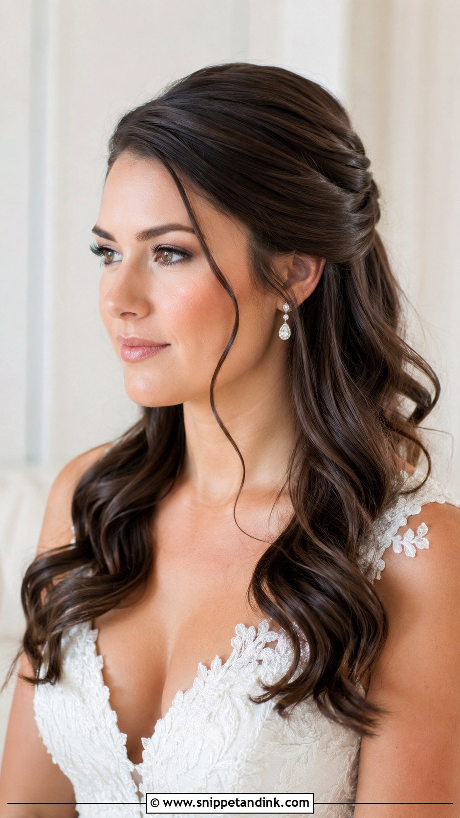 Half Up Wedding Hair With Side Part - Snippet and Ink - 20 Half-Up Do Wedding Hair Ideas