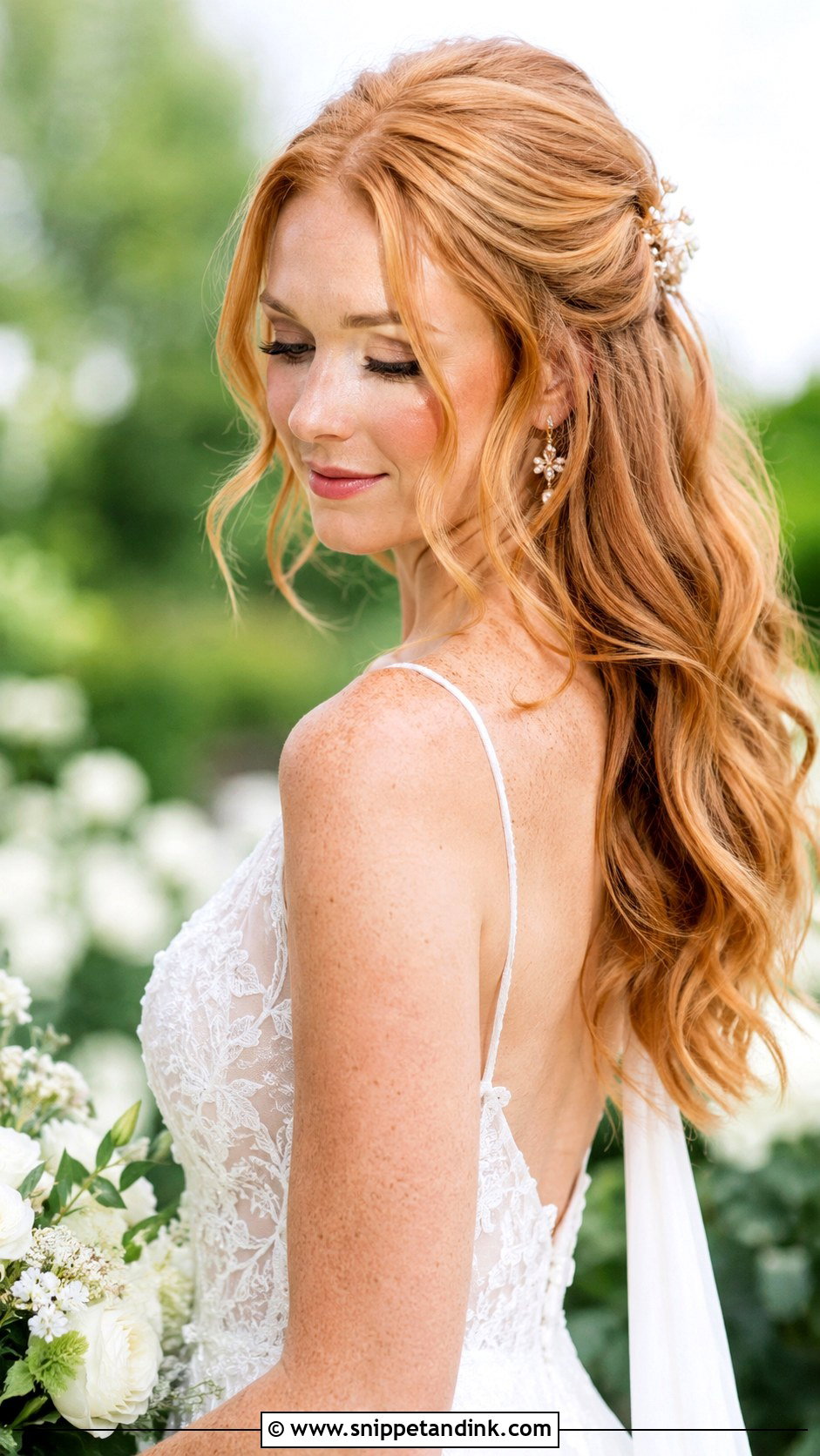 Half Up Wedding Hair With Soft Waves - Snippet and Ink - 15 Half-Up Wedding Hair Down Ideas