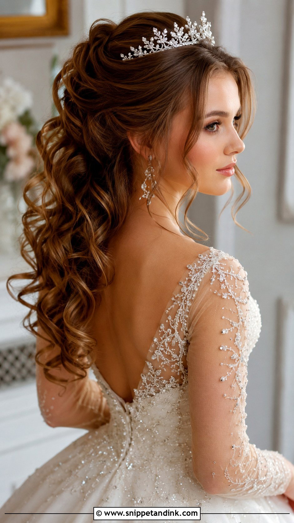 Half Up Wedding Hair With Tiara - Snippet and Ink - 25 Half-Up Wedding Hair Styles