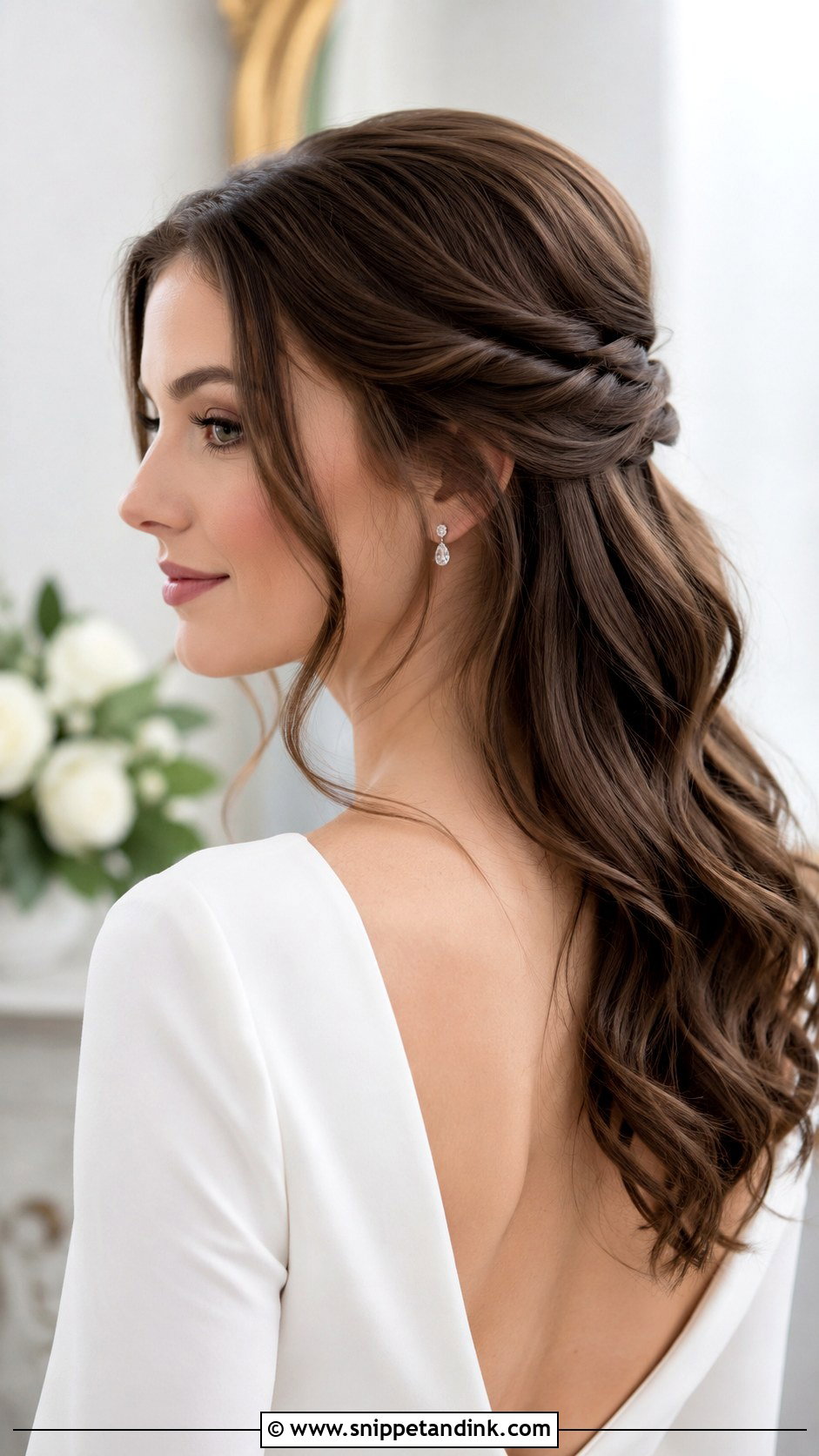 Half Up Wedding Hair With Twisted Back - Snippet and Ink - 15 Half-Up Wedding Hair Down Ideas
