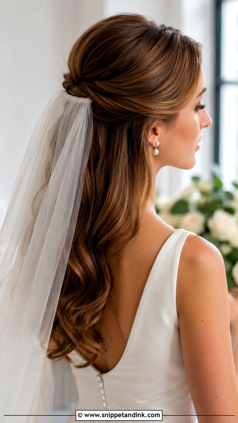 Half Up Wedding Hair With Veil - Snippet and Ink - 15 Half Hairdo Wedding Ideas