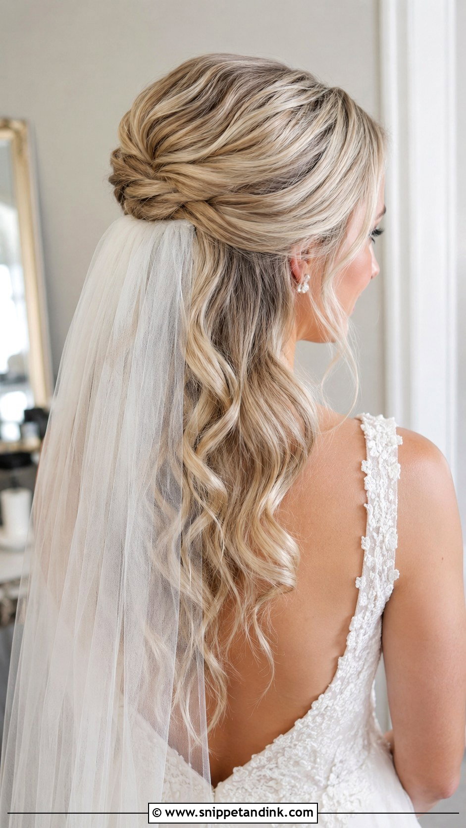 Half Up Wedding Hair With Veil - Snippet and Ink - 20 Half-Up Do Wedding Hair Ideas