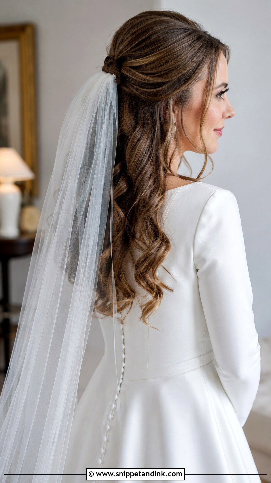 Half Up Wedding Hair With Veil - Snippet and Ink - 20 Half-Up Wedding Hair for Bride Ideas