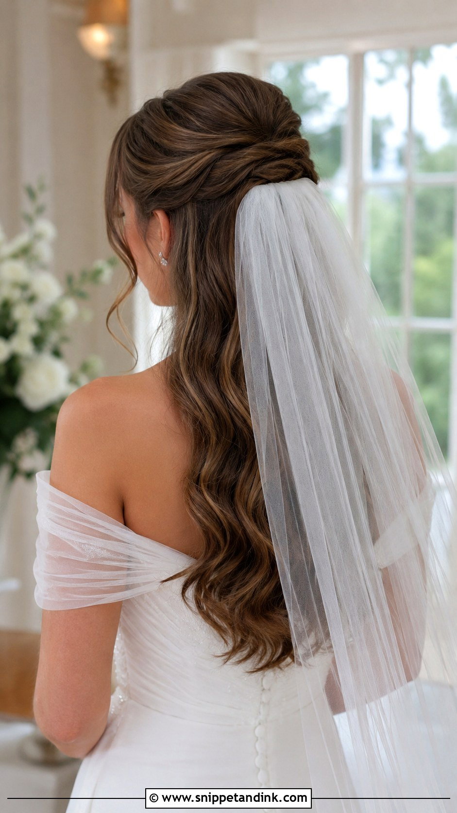 Half Up Wedding Hair With Veil - Snippet and Ink - 20 Half-Up Wedding Ideas