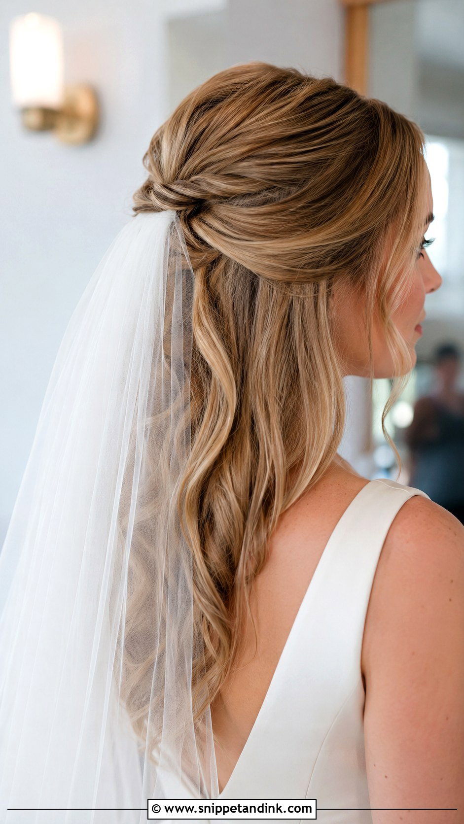 Half Up Wedding Hair With Veil - Snippet and Ink - 15 Half-Up Wedding Hair Tutorial Ideas