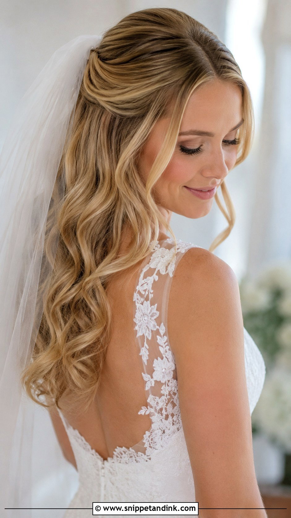 Half Up Wedding Hair With Veil - Snippet and Ink - 15 Halfup Hairstyle for Long Hair Wedding Ideas