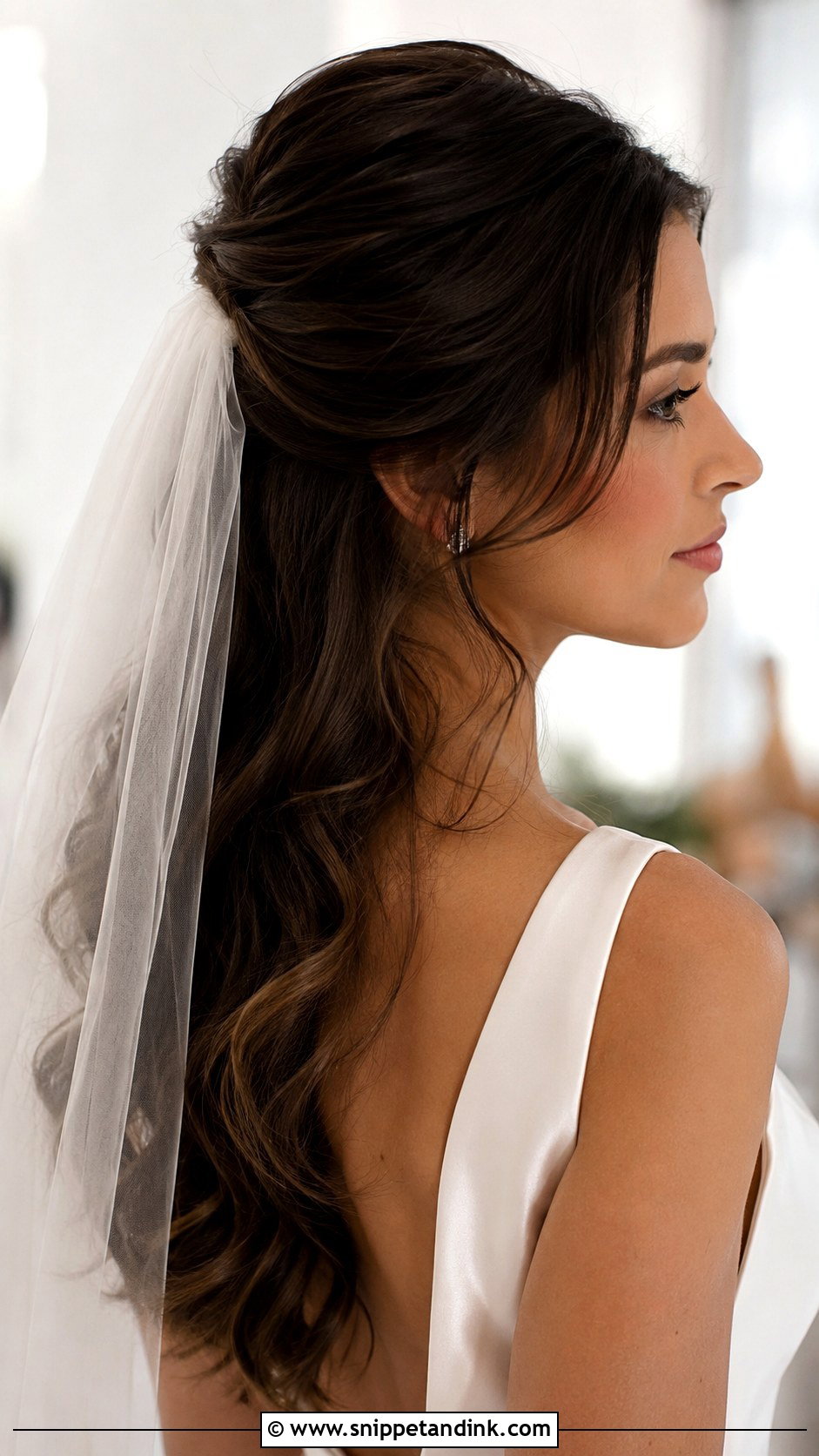 Half Up Wedding Hair With Veil - Snippet and Ink - 15 Simple Half-Up Wedding Hair Ideas