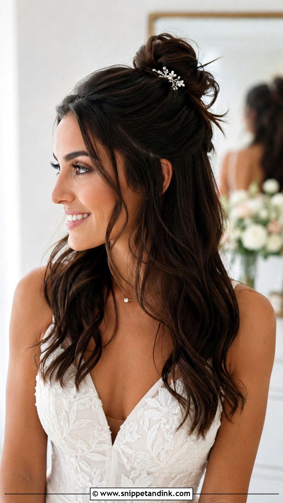 Half Up Wedding Hair With Veil - Snippet and Ink - 15 Simple Half-Up Wedding Hairstyles