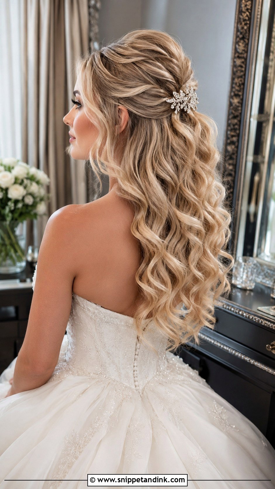 Half Up Wedding Hair With Volume - Snippet and Ink - 15 Halfup Hairstyle for Long Hair Wedding Ideas