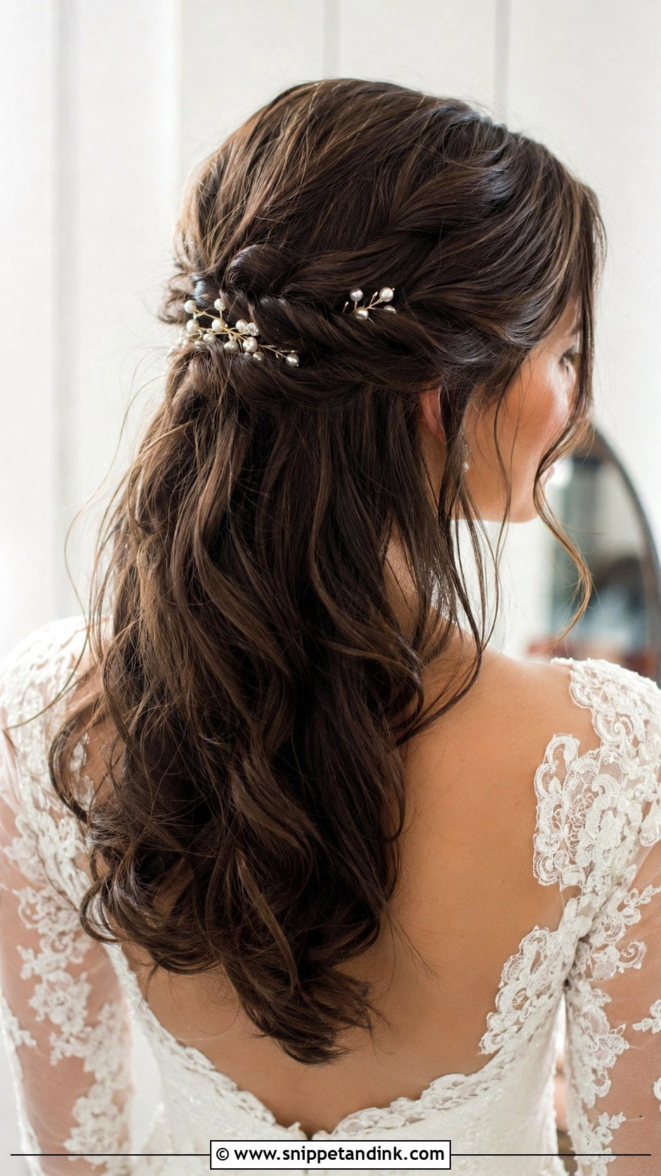Half Up Wedding Hair With Waves - Snippet and Ink - 15 Romantic Waves Wedding Hair