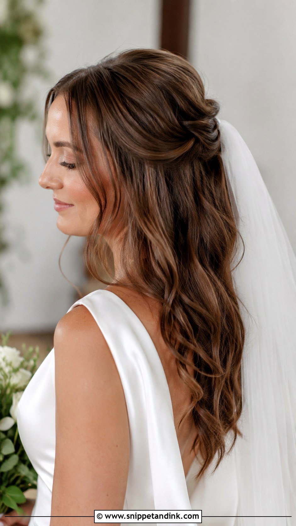 Half Up Wedding Hair With Waves - Snippet and Ink - 15 Half-Up Wedding Long Hairstyles