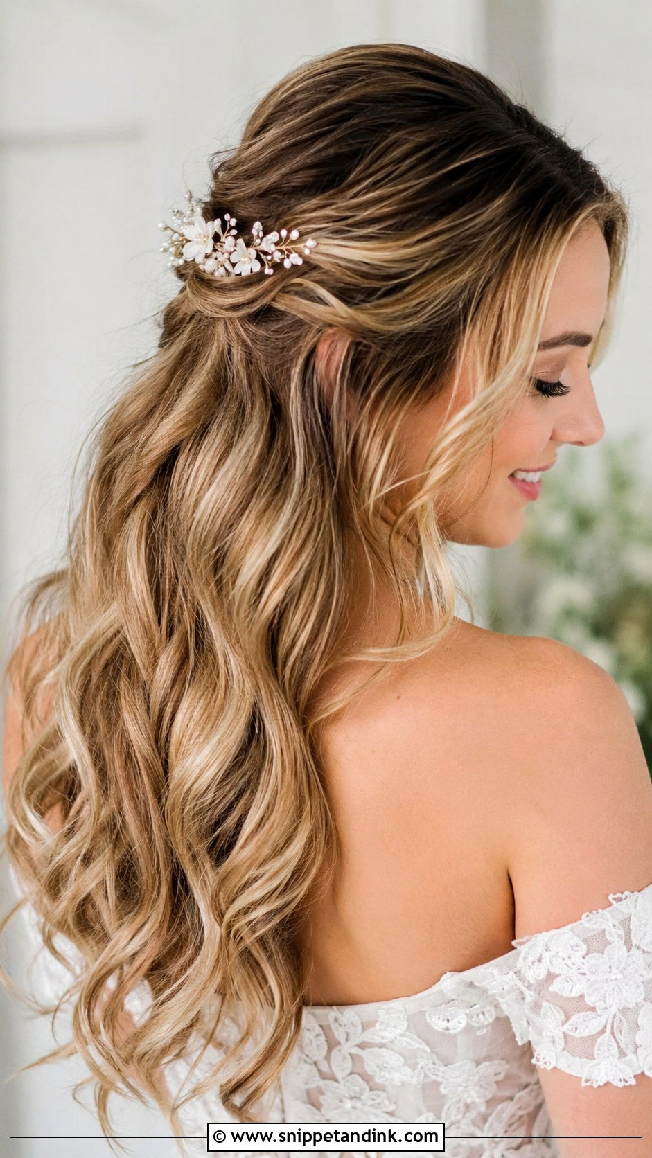Half Up Wedding Hairstyle - Snippet and Ink - 20 Hairstyle Idea for Wedding Ideas