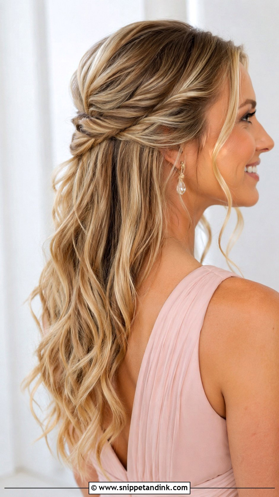 Half Up Wedding Hairstyle - Snippet and Ink - 20 Hairstyles for Occasions Weddings