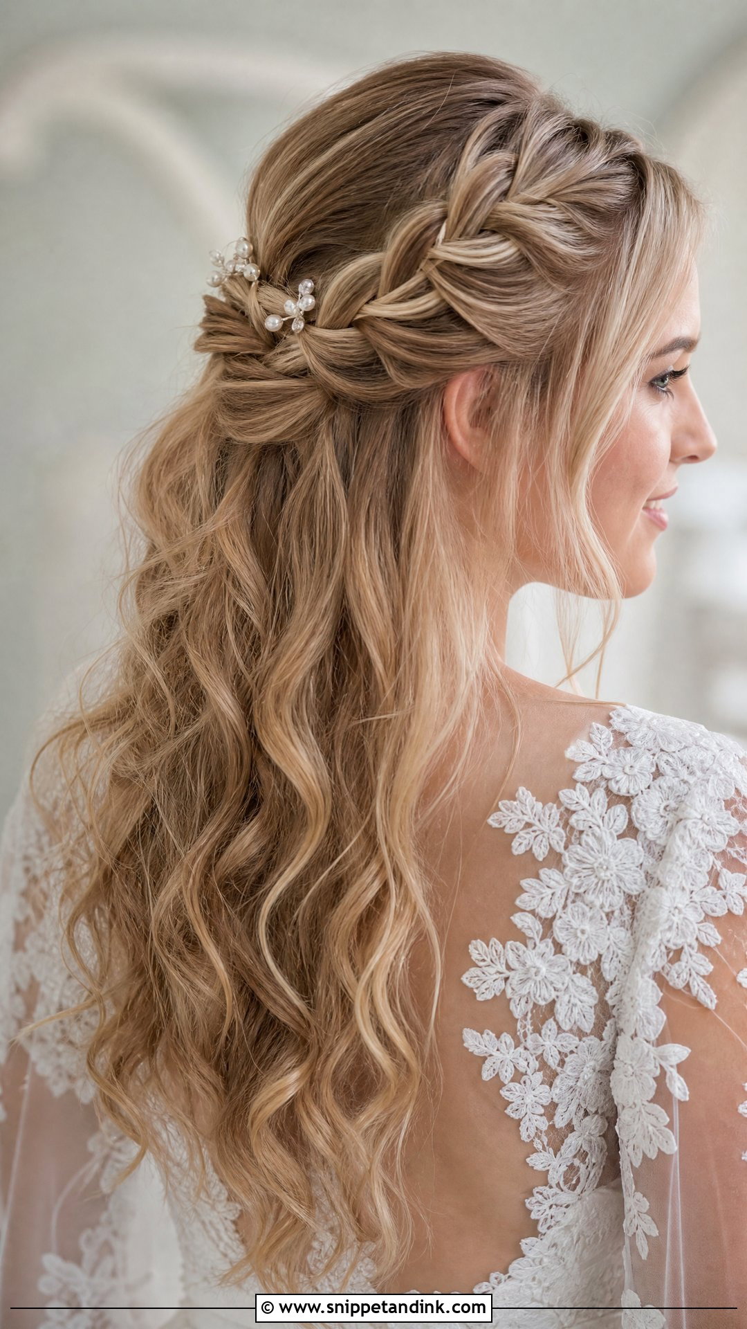 Half Up Wedding Hairstyle With Braid - Snippet and Ink - 20 Women Wedding Hairstyles