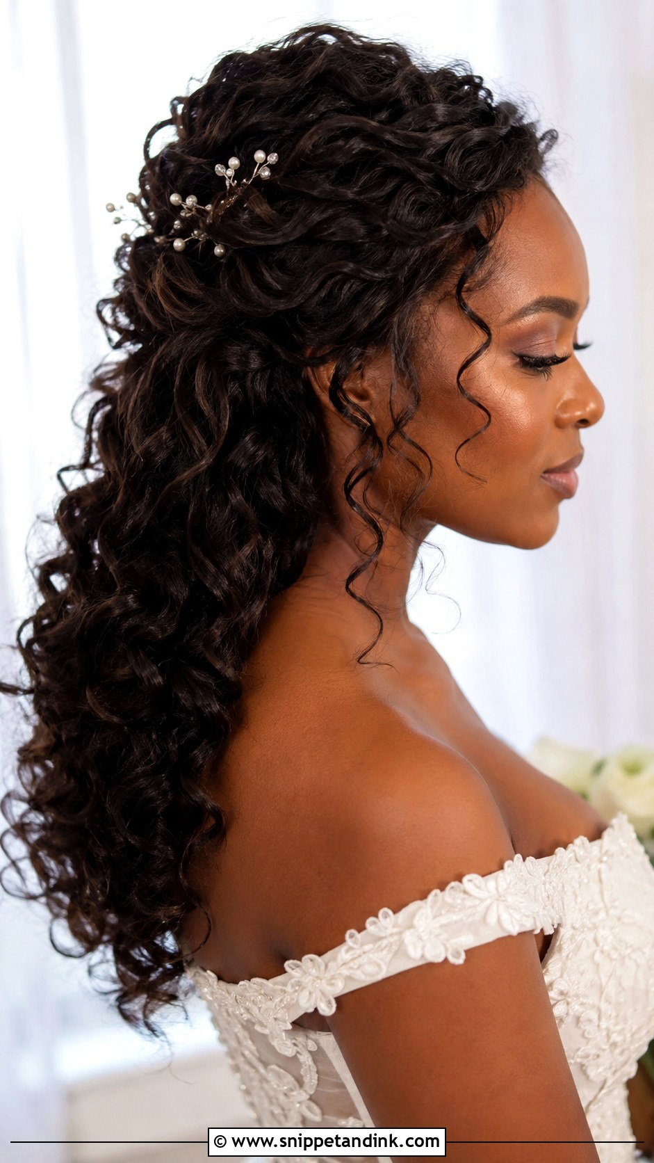 Half Up Wedding Hairstyle With Curls - Snippet and Ink - 15 Half-Up Wedding Day Hairstyles