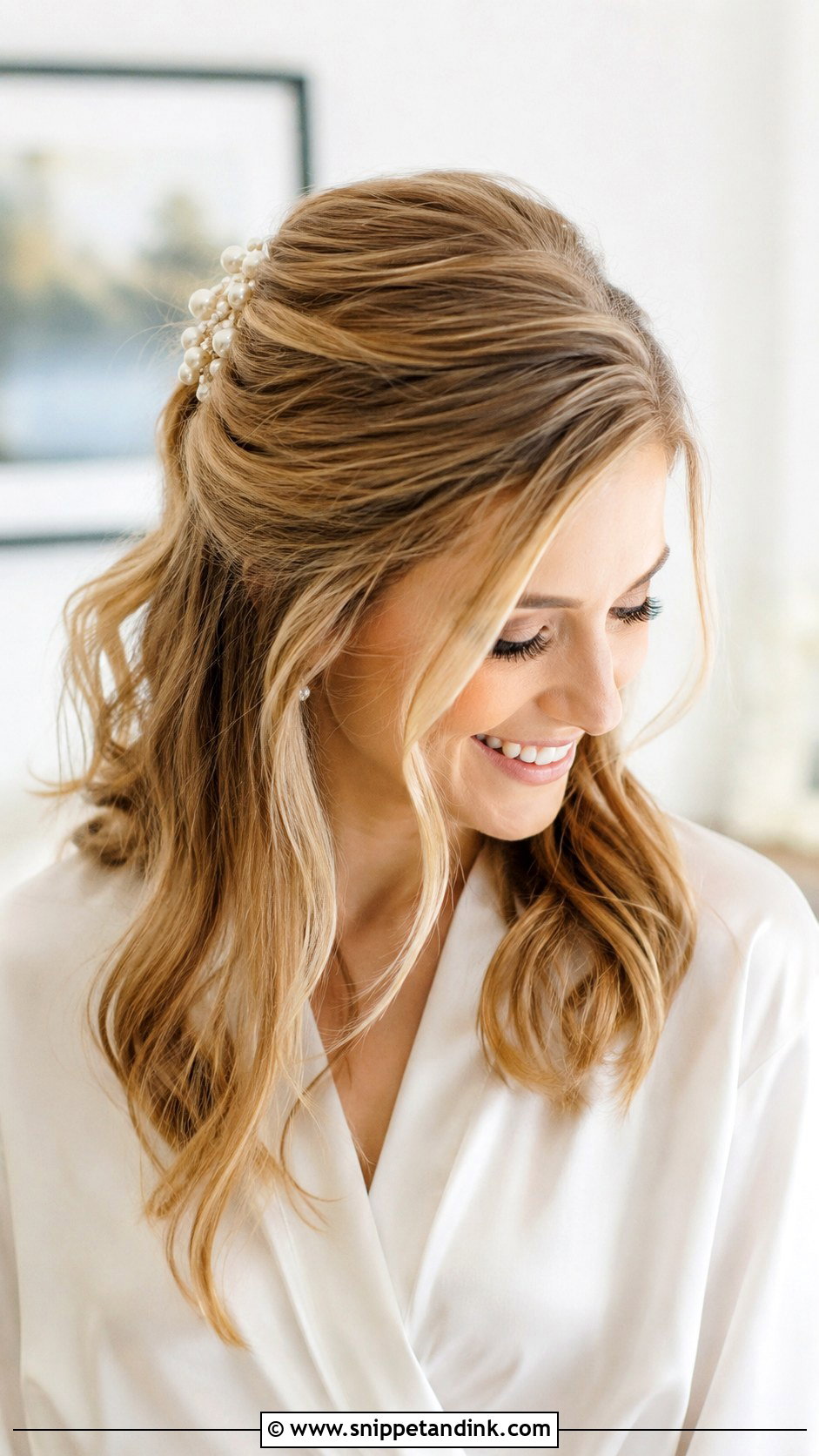 Half Up Wedding Hairstyle With Loose Waves - Snippet and Ink - 15 Half-Up Wedding Day Hairstyles