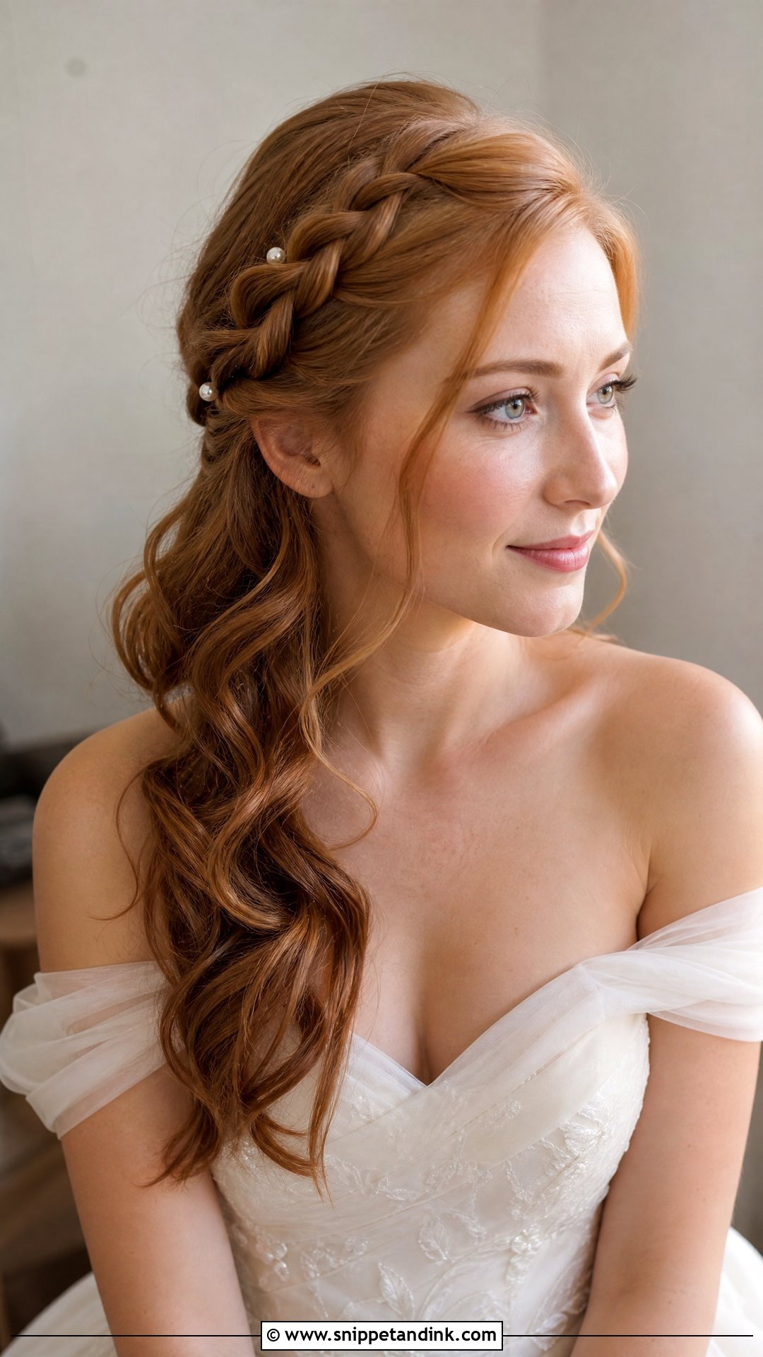 Half Up Wedding Hairstyle With Side Braid - Snippet and Ink - 20 Half-Up Wedding Hairstyle Ideas