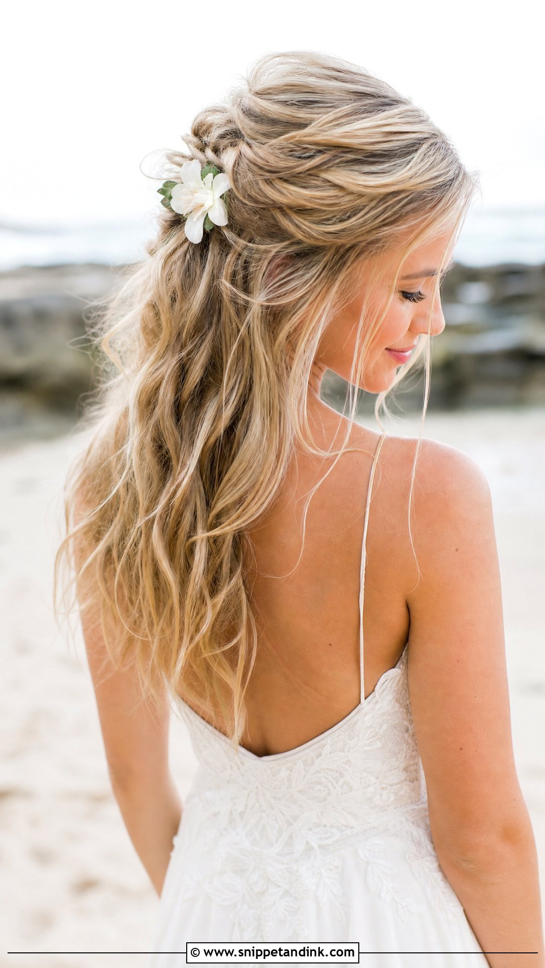 Half Up Wedding Hairstyle With Tousled Texture - Snippet and Ink - 20 Half-Up and Half-Down Wedding Hairstyles
