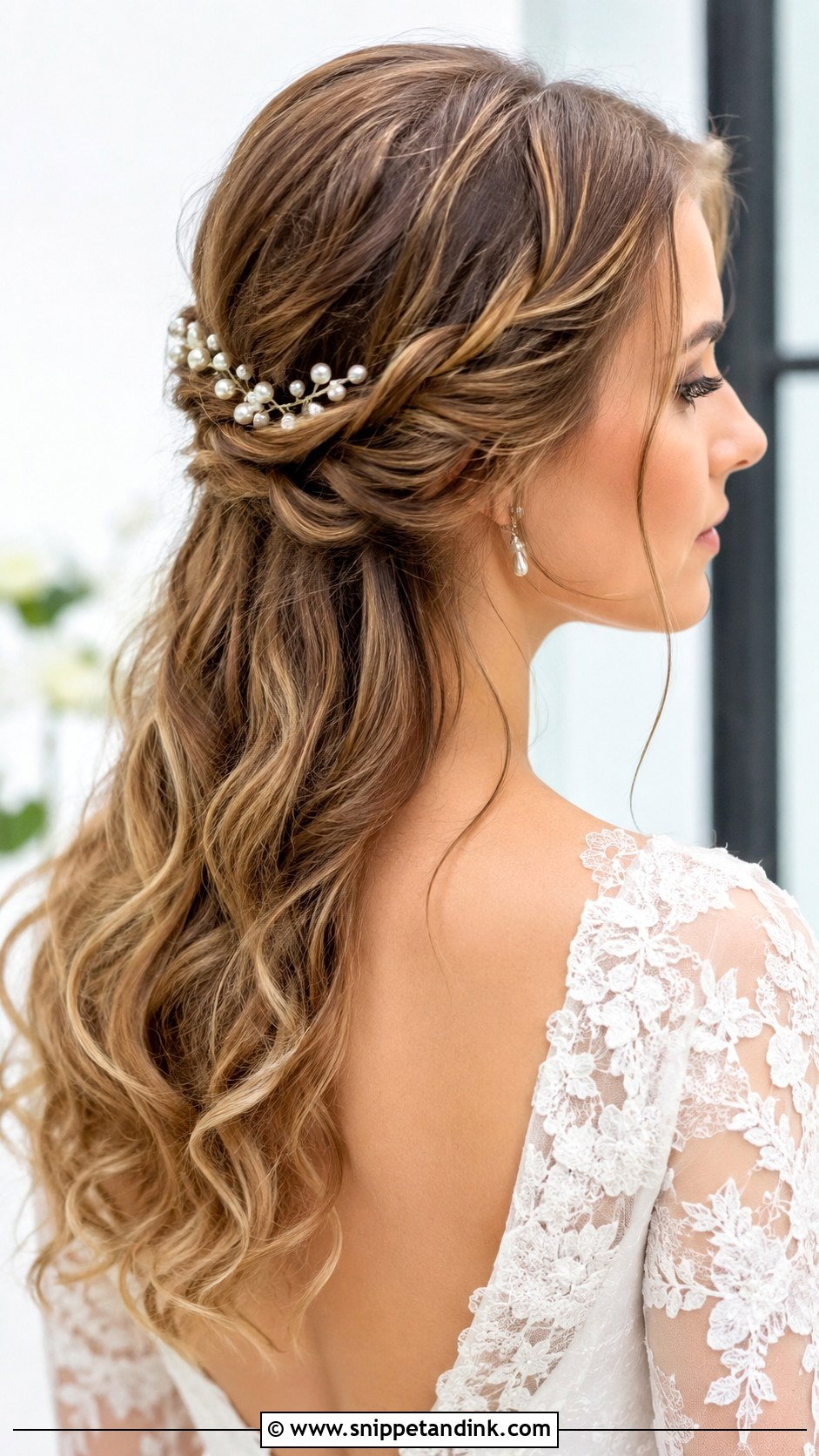 Half Up Wedding Hairstyle With Twisted Crown - Snippet and Ink - 20 Half-Up Wedding Ideas