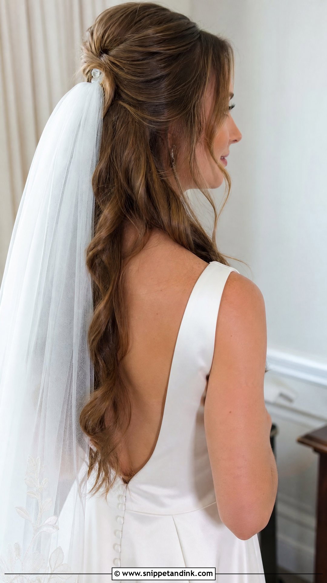 Half Up Wedding Hairstyle With Veil - Snippet and Ink - 20 Half-Up and Half-Down Wedding Hairstyles