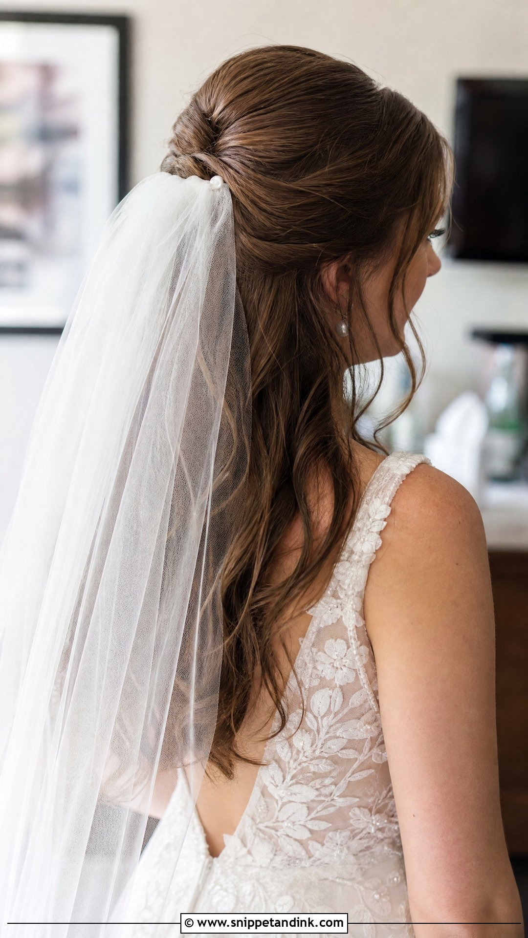 Half Up Wedding Hairstyle With Veil - Snippet and Ink - 20 Half-Up Wedding Hairstyle Ideas