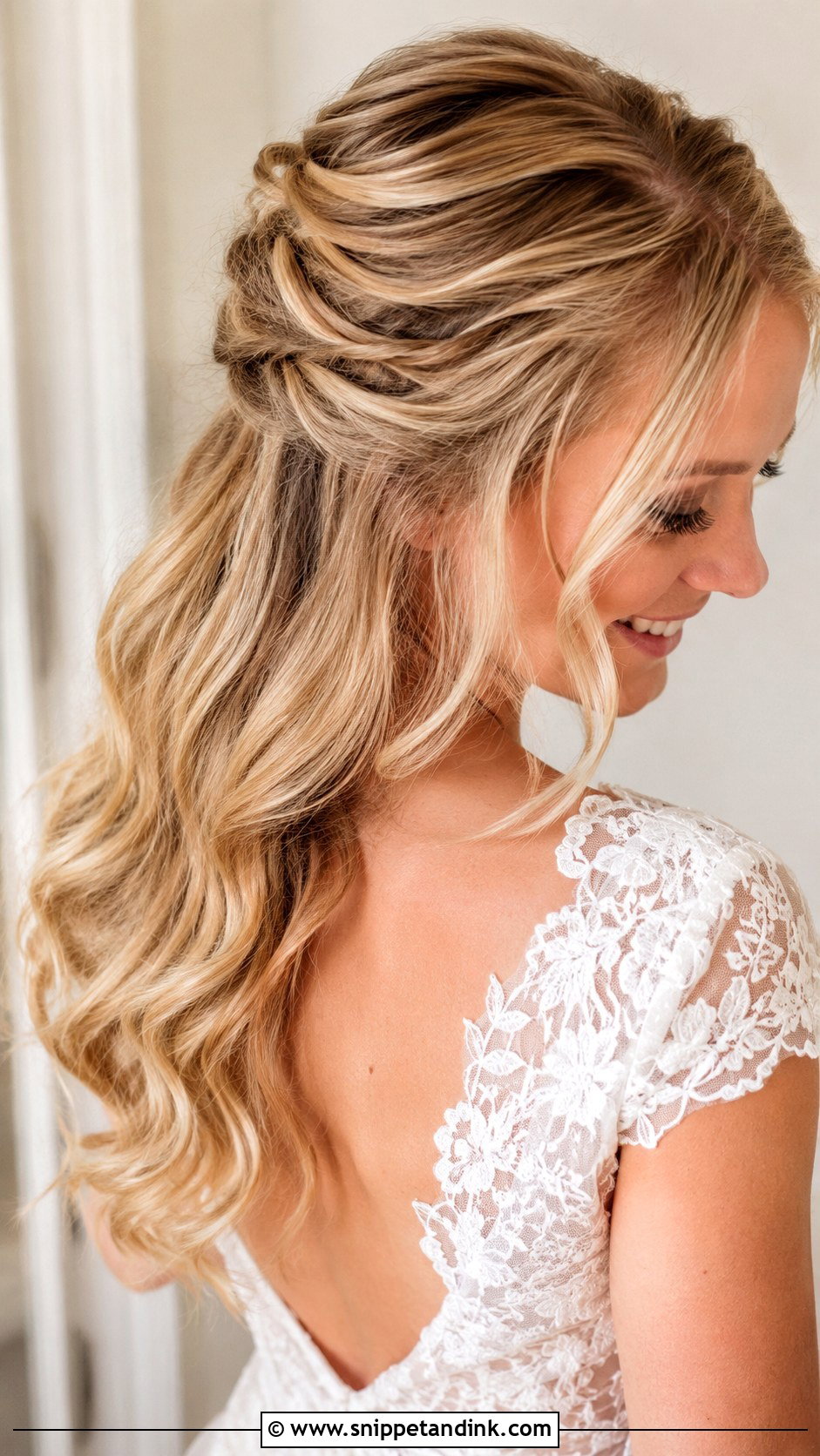 Half Up Wedding Hairstyle - Snippet and Ink - 15 Minimalist Wedding Hairstyles