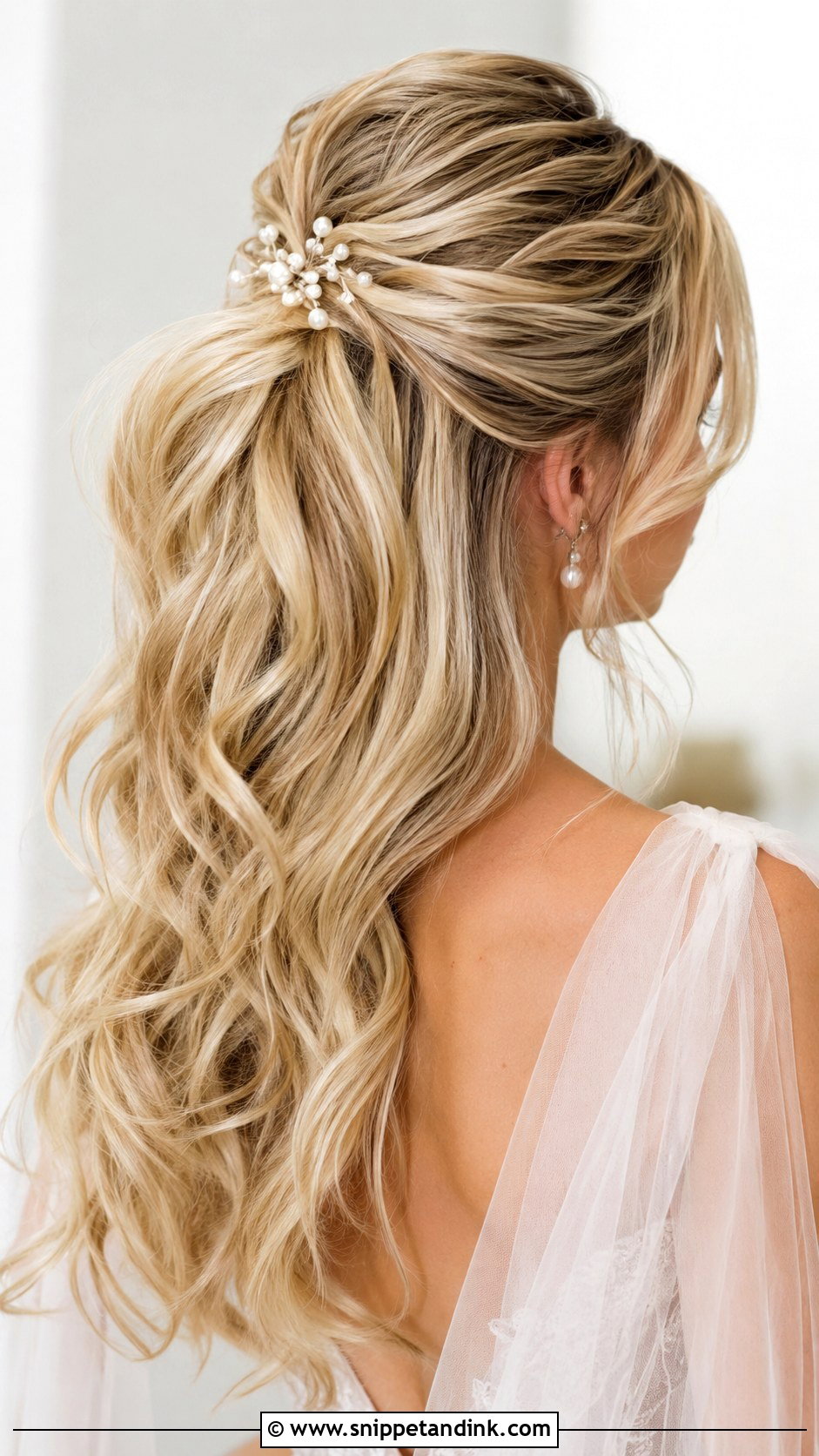 Half Up Wedding Ponytail Updo - Snippet and Ink - 15 Wedding Updos for Long Hair Ponytail