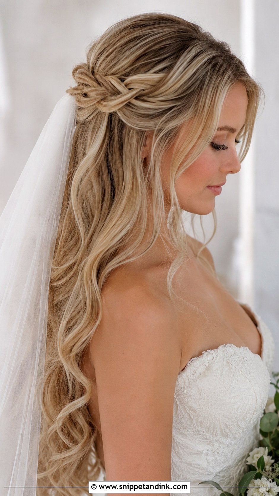 Half Up Wedding Upstyle For Long Hair - Snippet and Ink - 15 Upstyles for Long Hair Wedding